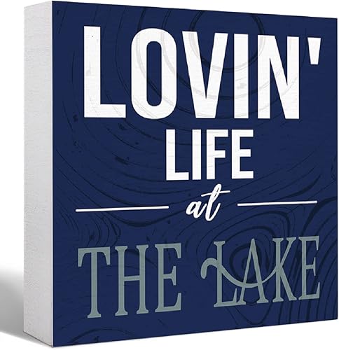 Miniatura 8 de Letrero de madera con texto en inglés "Lake Every Hour is Happy Hour", decoración de escritorio para el hogar, dormitorio, oficina, escritorio,