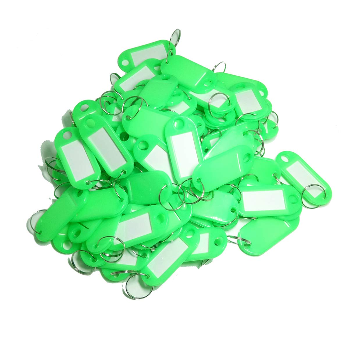 Toolstar Green Key Labels, 100Pcs Key Id Tags Key Labels Tags Plastic Key Tags, Tags With Key Rings As Key Fobs Luggage Pet Name Memory Stick Tags (Green)
