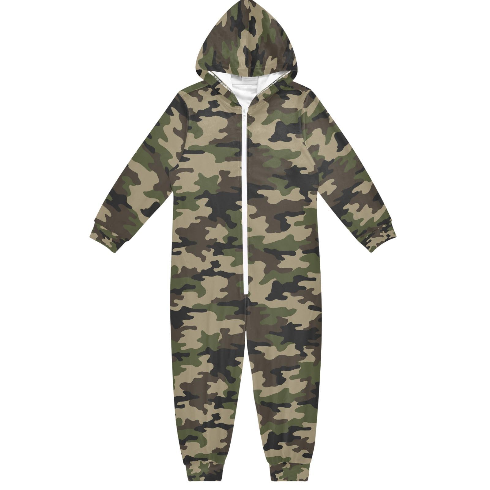 Mnsruu Schlafanzug mit Kapuze für Kinder, Jungen, Mädchen, Loungewear, Reißverschluss, Nachtwäsche, All-in-One-Schlafanzug, Kinder-Jumpsuit, Nachtwäsche
