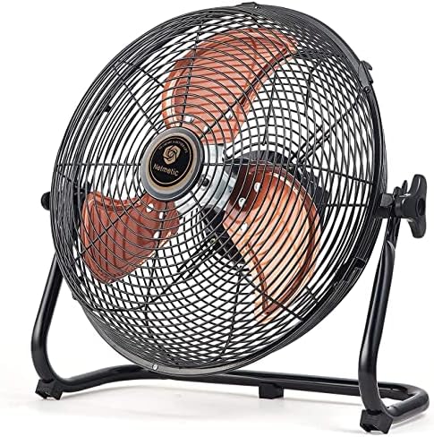 Netmetic Cordless Rechargeable Operated Floor Fan,12" Black Metal Blade Outdoor Camping Fan Can Running Time 4 to 24.The Outdoor Fan With USB Output Function be used at Home, Camping,Barbecue