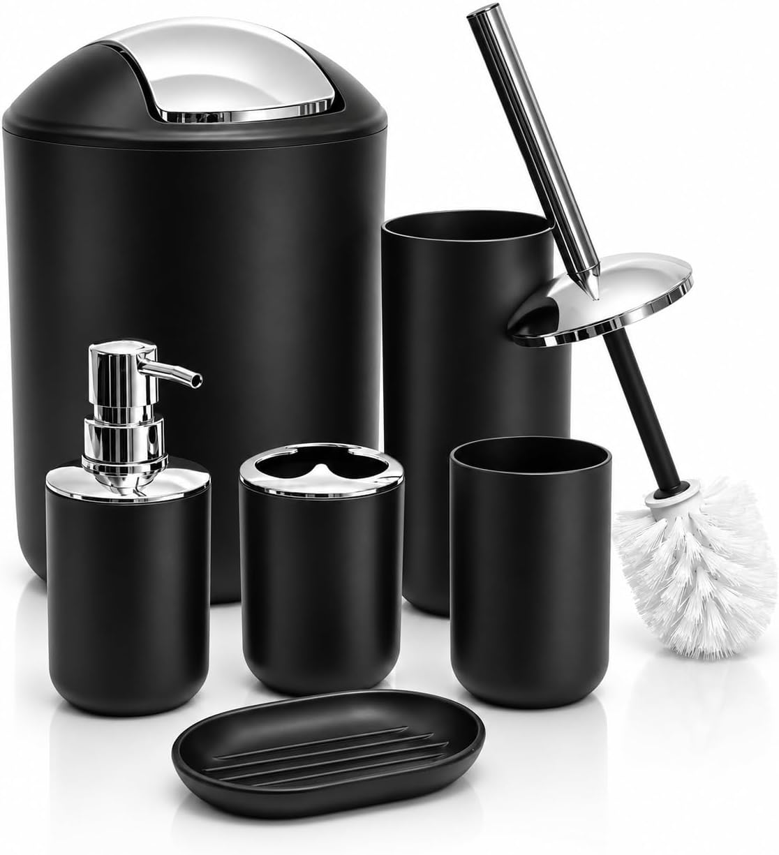 Moss & Stone 6-Piece Black Bathroom Accessories Set, Soap Dispenser