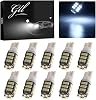 Grandview 10Pcs 501 W5W LED Bulbs Cool White T10 42-SMD 1206 High Power 168 194 2825 921 LED Car Interior,Dashboard Number Plate,Boot Light Bulbs 12V