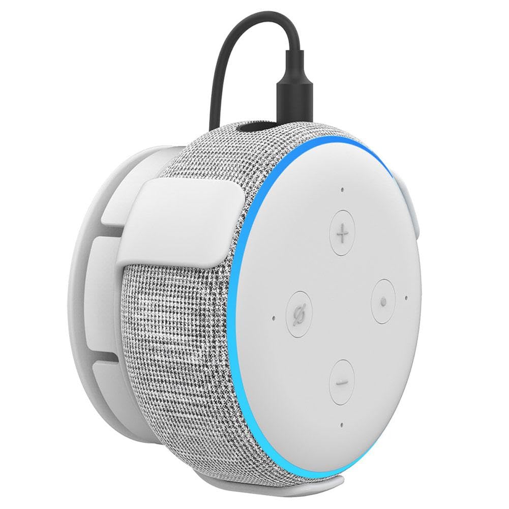 Supporto da parete Echo Dot, 2 supporti da parete per Echo Dot di 3a, 4a e 5a generazione, gestione dei cavi integrata, accessori salvaspazio per altoparlanti Dot Smart, con viti (2 pezzi)