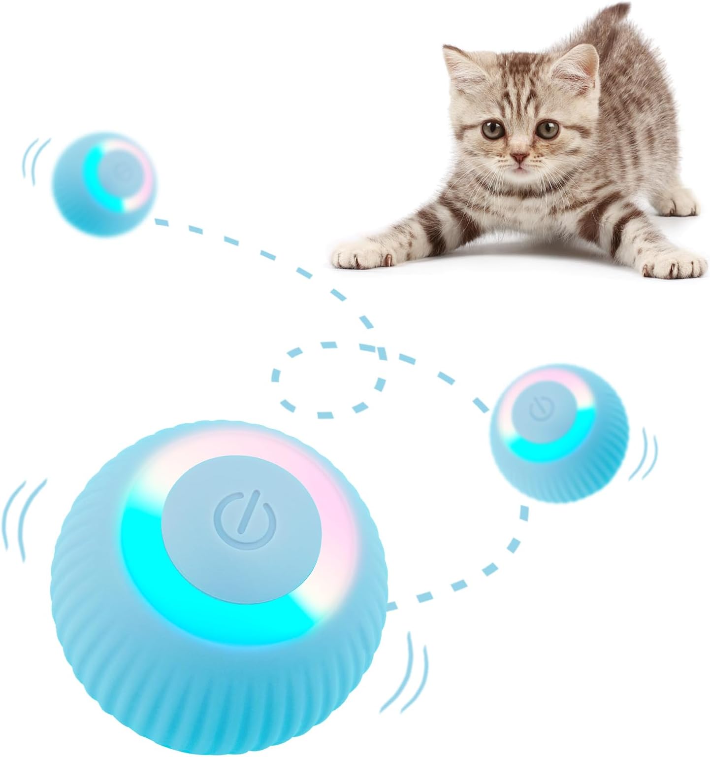 Interactive Cat Toy Ball 2.0 Smart Automatic Rolling Toy Cat Ball Moving Self Indoor Playing Play Pet's with LED Lights Cat Toy Balls