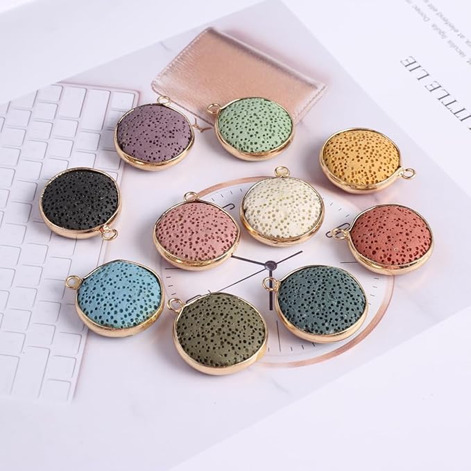 6 Piezas Colgantes de Piedra Volcánica Natural para Difusor de Aceites Esenciales miniatura 5