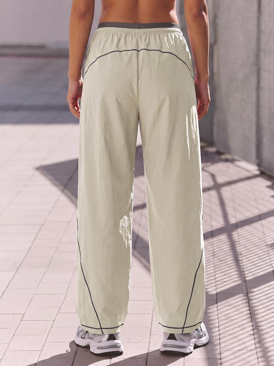 Aoysky Womens Wide Leg Track Pants Baggy Parachute Pants y2k Streetwear