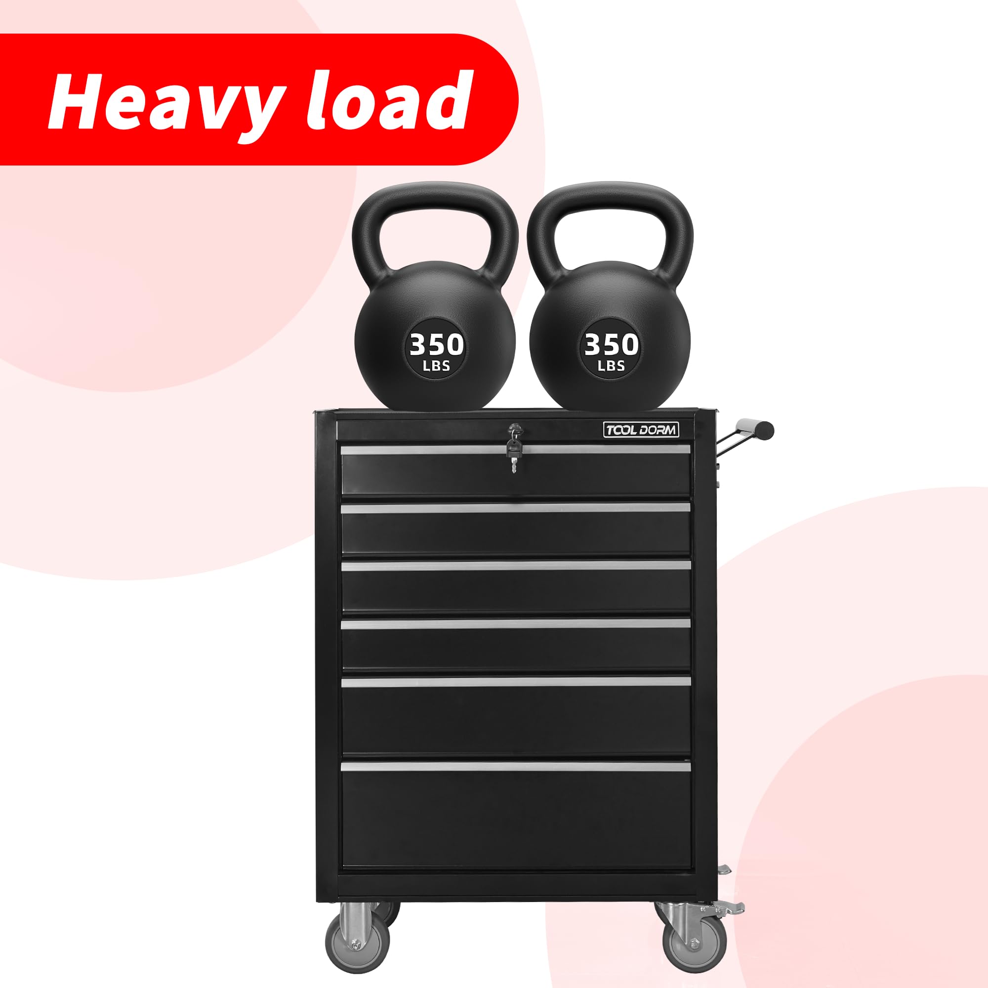 Carro De Herramientas De Metal,Con 6 Cajones Y Ruedas,Caja De Herramientas Rodante Con Cajones Con Cerradura,Organizador De Almacenamiento Para Garaje,Taller,Taller De Reparación,Negro,61.5x 33x 86cm