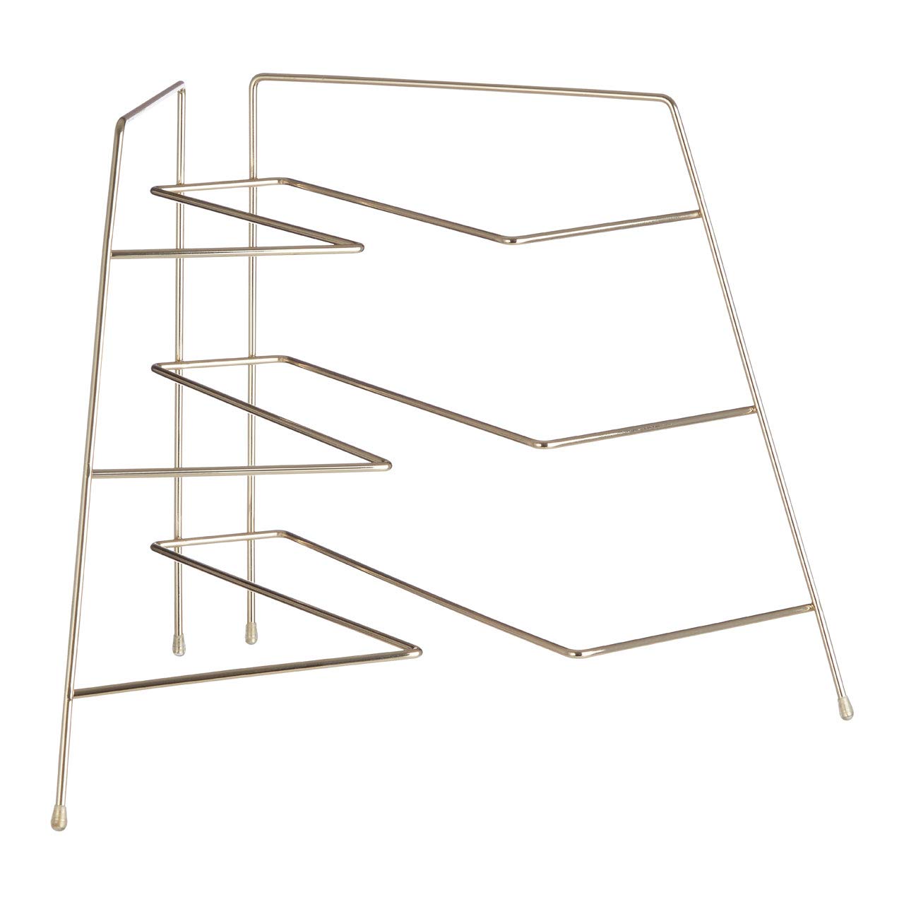 Rowan Gold Plated Corner Plate Rack - 3 Tier - Kitchen Storage
