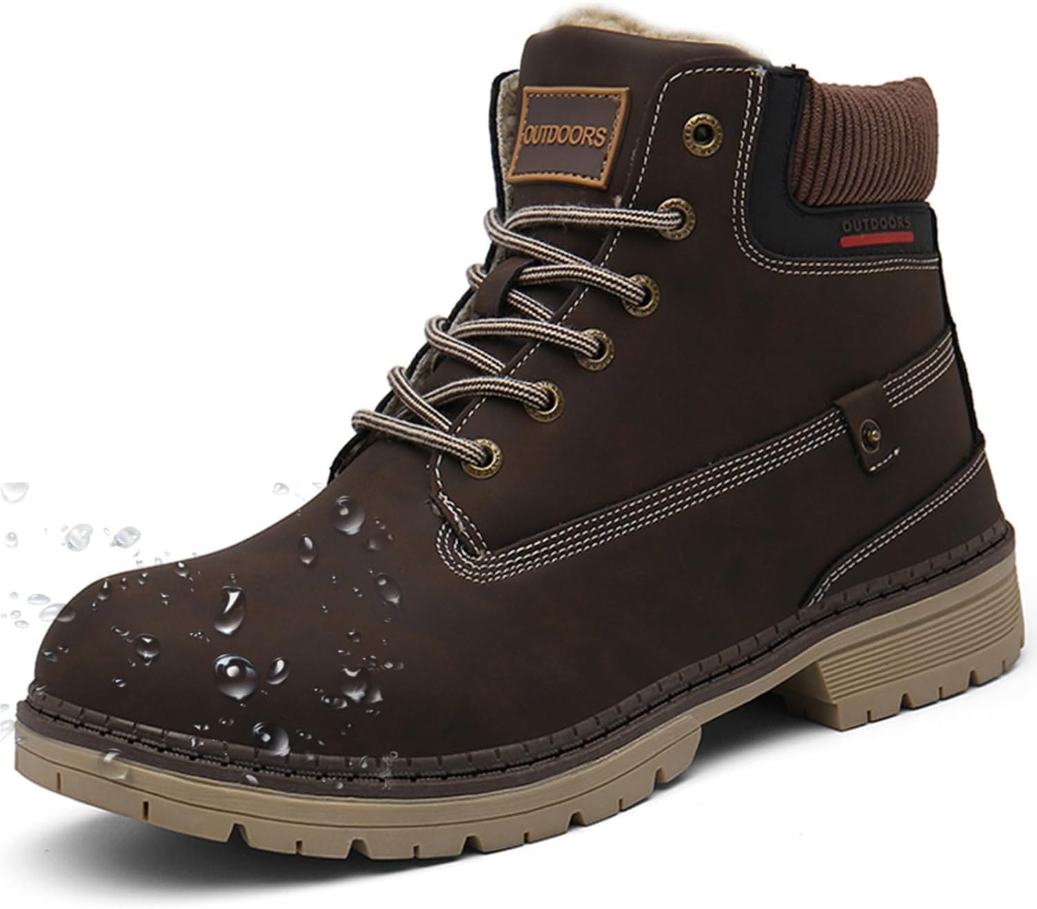 Eagsouni Mens Womens Snow Boots Warm Fur Lined Ankle Booties Hiking Trekking Trail Climbing Shoes Lace Up Anti-Slip Waterproof Working Outdoor Backpacking Boots