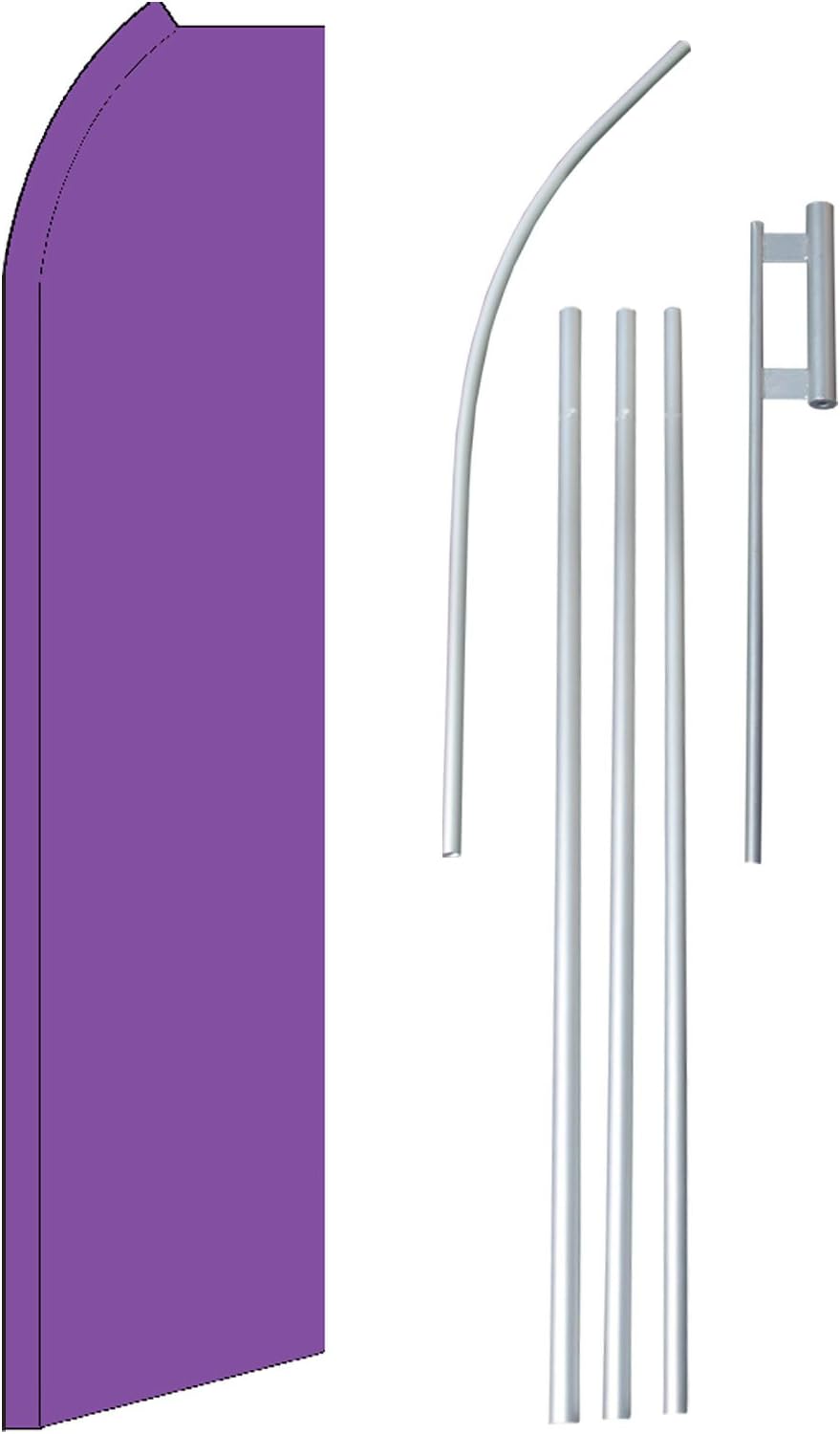 NEOPlex - "Solid Purple" Complete Flag Kit - Includes 12' Swooper Feather Business Flag With 15-foot Anodized Aluminum Flagpole AND Ground Spike