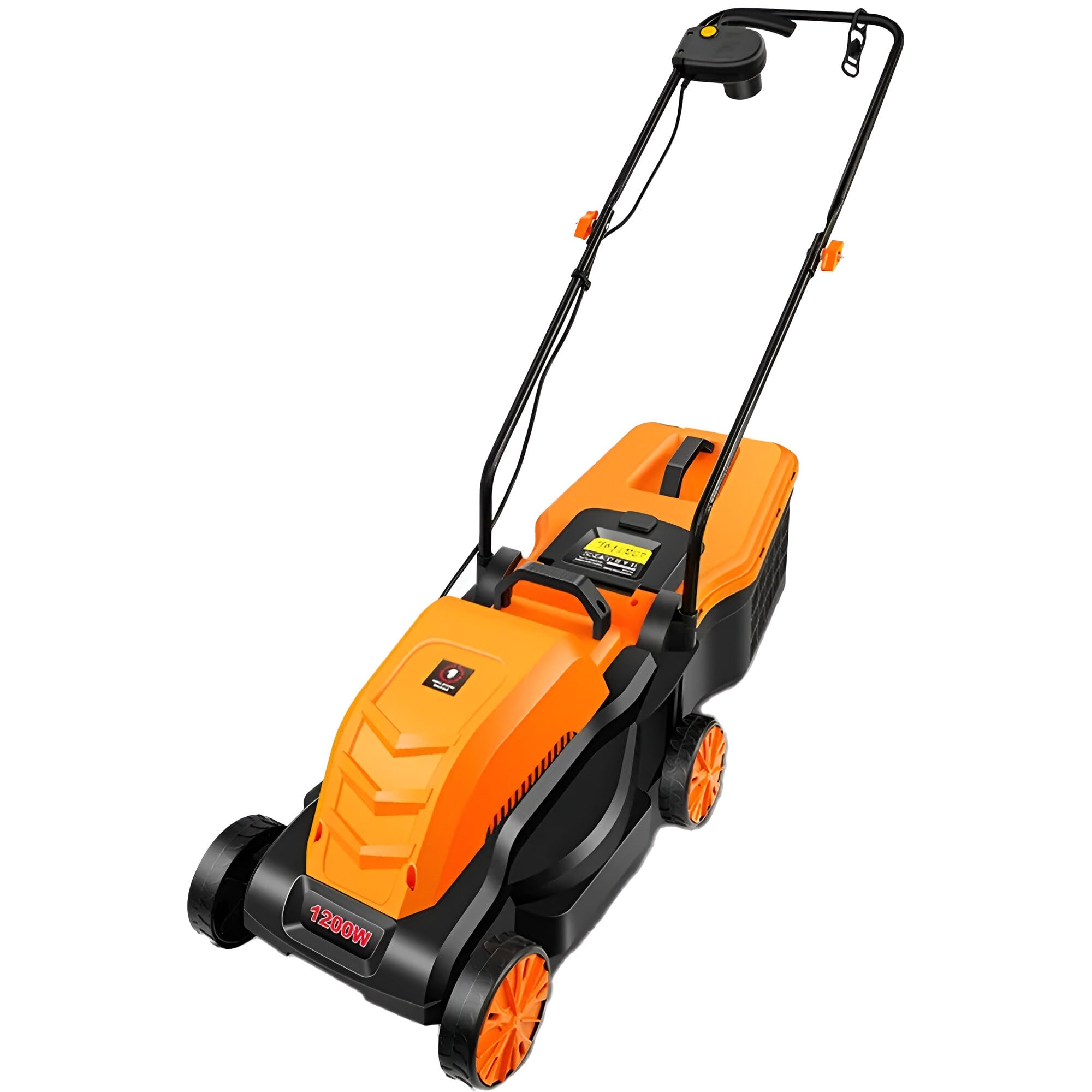 Tagliaerba Elettrico 1600W Larghezza Taglio 33 cm Altezza Regolabile su 3 Livelli e Cesto di Raccolta da 32L