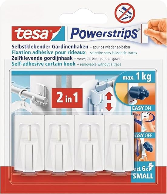 Tesa 58034-00007-01 Samoprzylepne Haczyki, Biały, 4 Sztuki