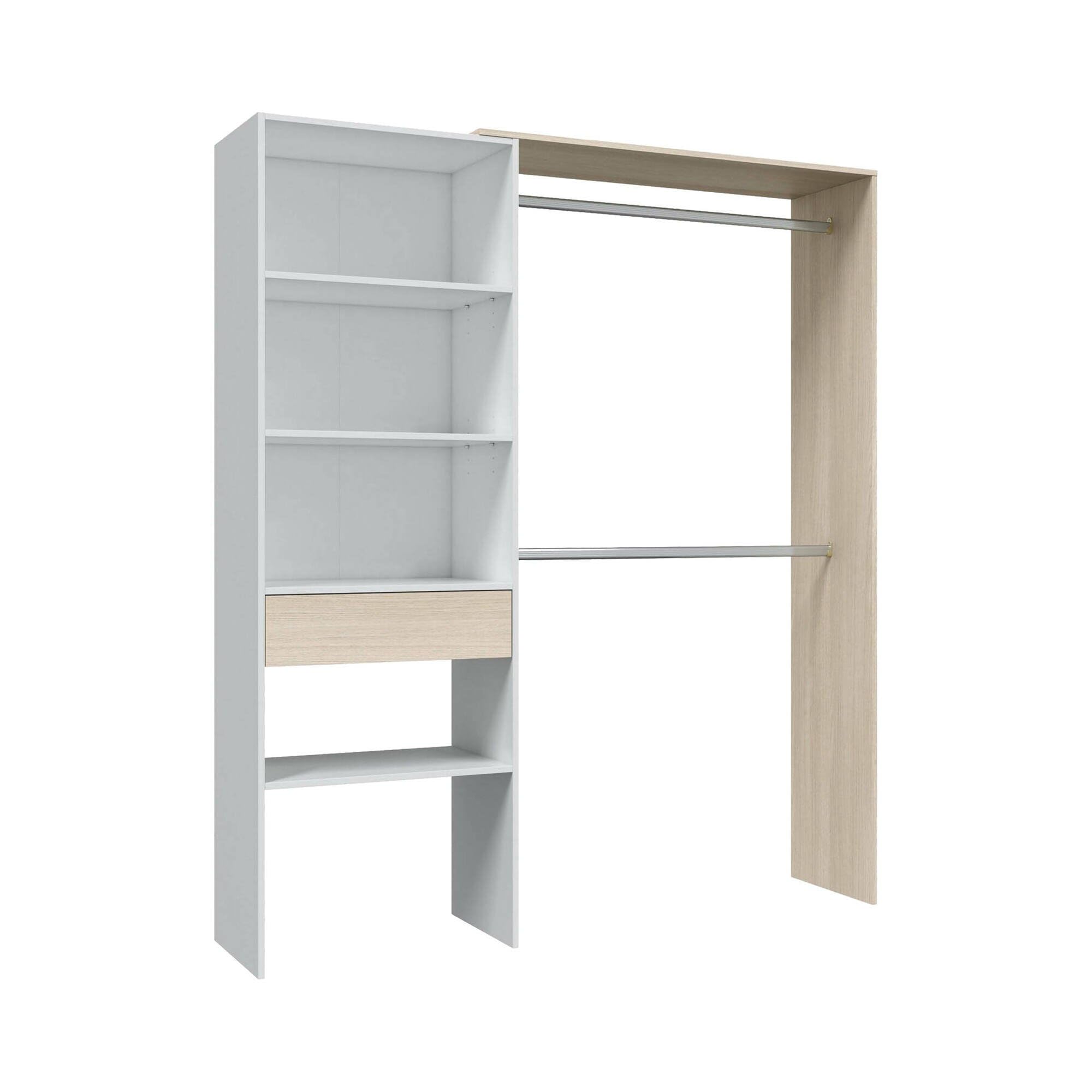 Dmora - Guardaroba grande Miramar, Struttura per cabina armadio, Armadio aperto senza ante, 158x40h187 cm, Bianco e Rovere