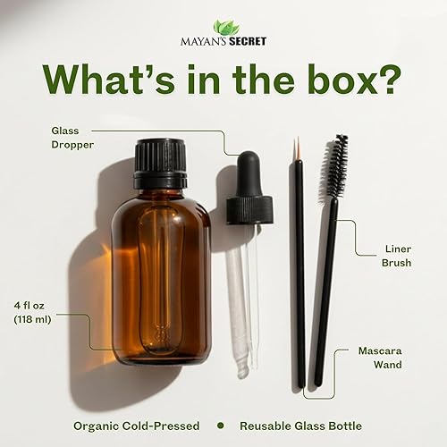 Miniatura 2 de Mayan's Secret - Aceite de semilla de ricino negro jamaicano 4 onzas - 100% puro y orgánico Aceite de ricino negro jamaicano para el crecimiento