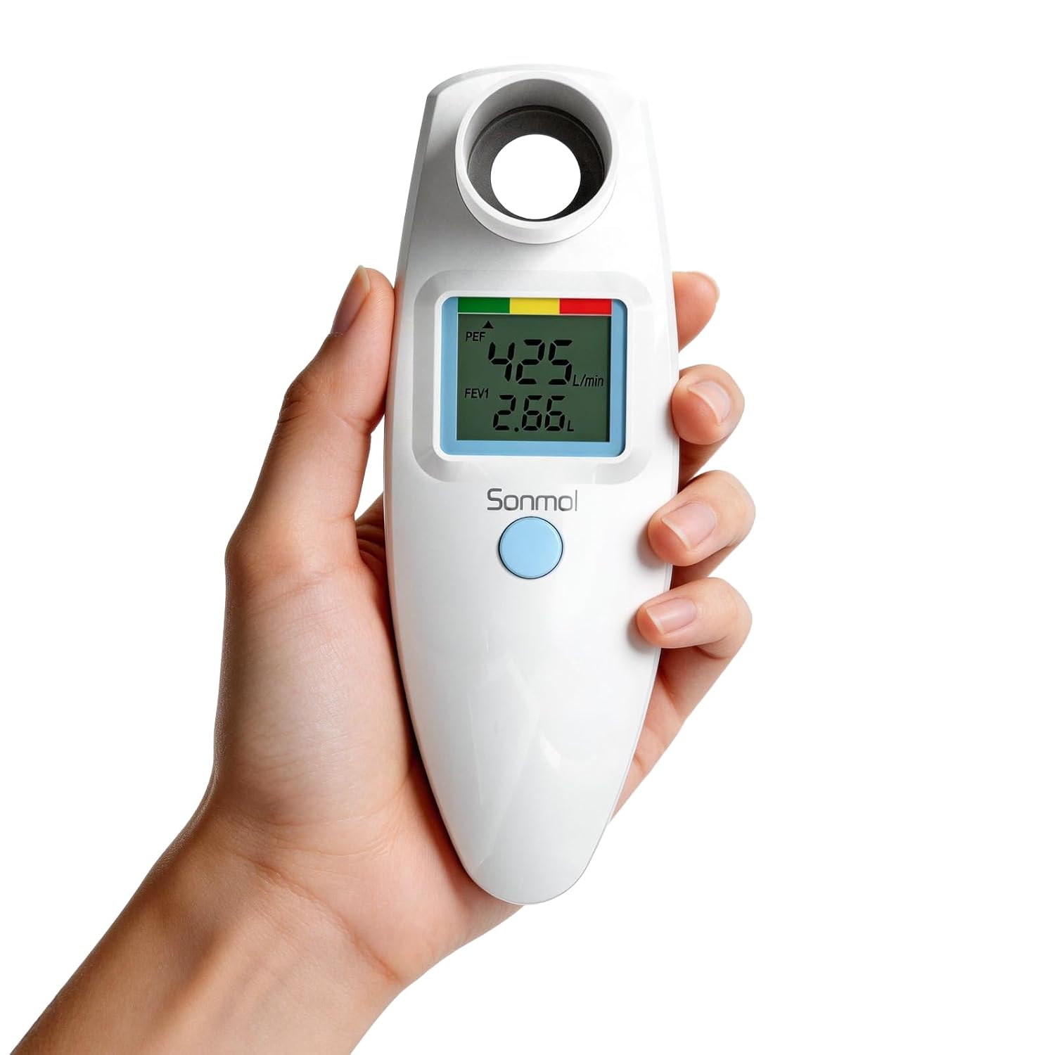 Sonmol Digital Peak Flow Meter, FEV1 & PEF Respiratory Monitor | Accurate & Pre-Calibrated • Portable Design • Manual App Tracking