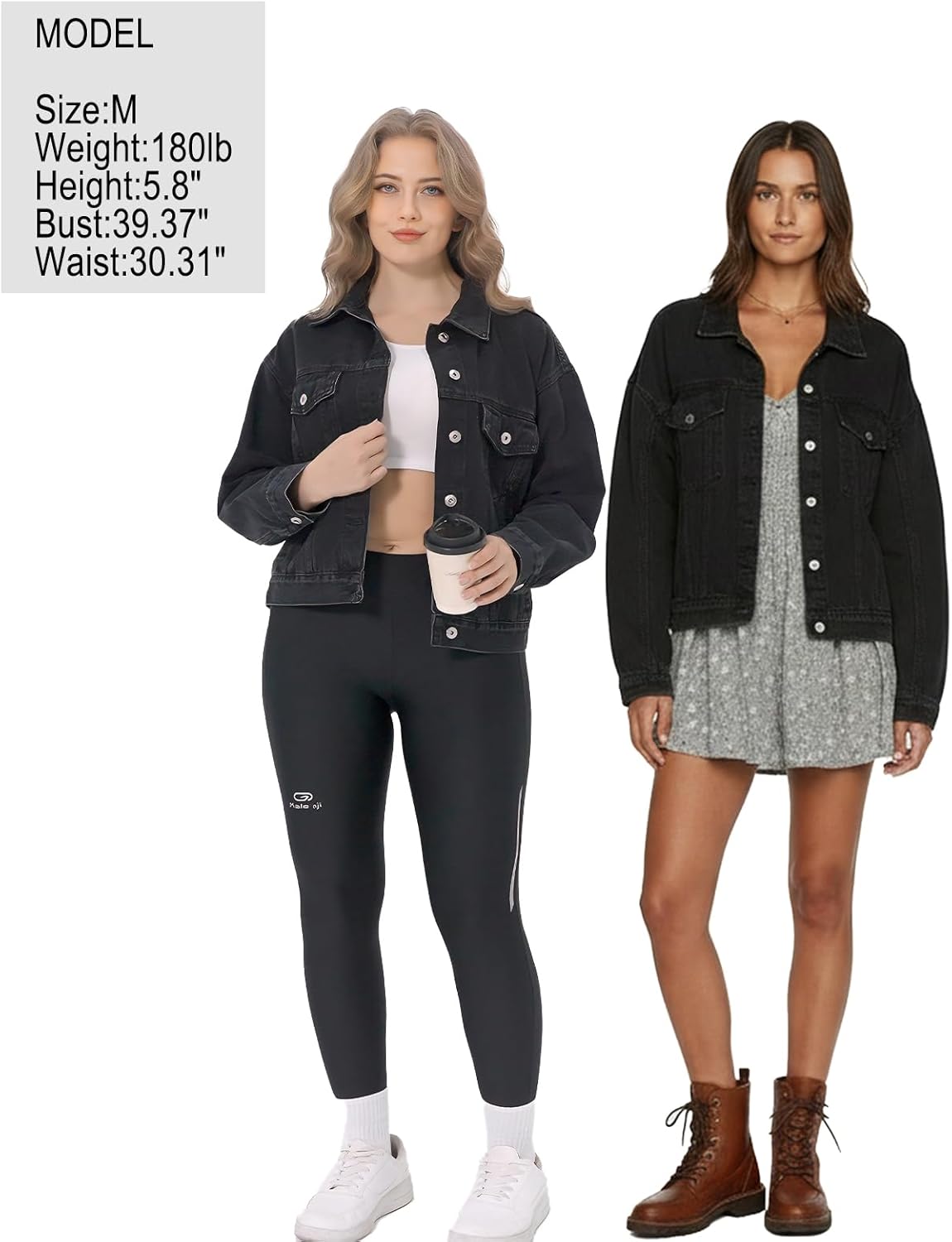 Women's Denim Jacket Loose Relaxed Fit with Pocket Trucker Jean Jacket Coats - Image 5