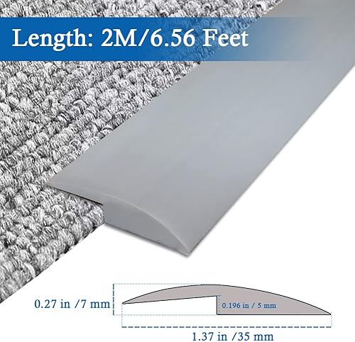 Miniatura 80 de Tira de transición de suelo autoadhesiva para alfombras y pisos, tira de borde de PVC para transición de umbral adecuada para umbral de altura Marrón