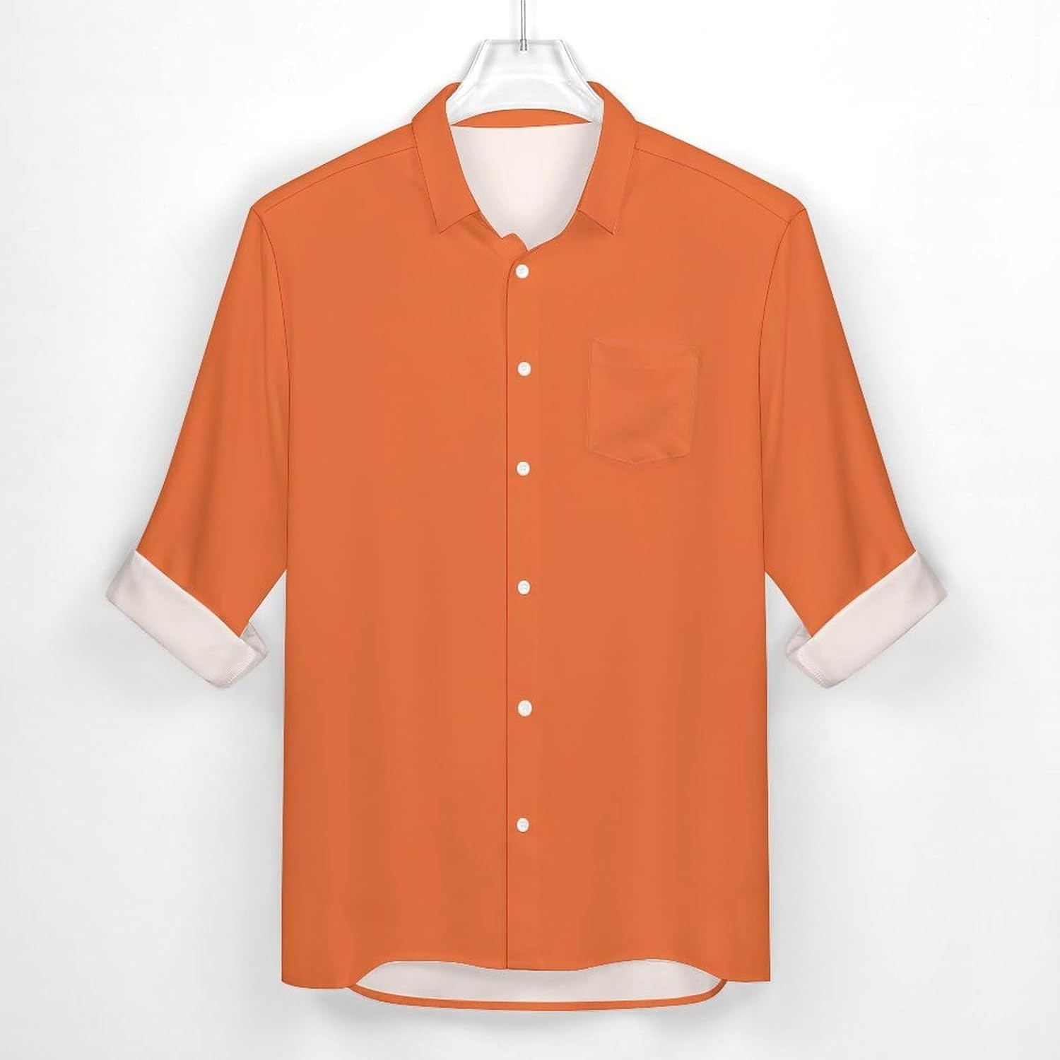 Men's Shirt Casual Wrinkle Free Long Sleeve Button Down Shirts Pocket Summer Fall Shirt Jacket