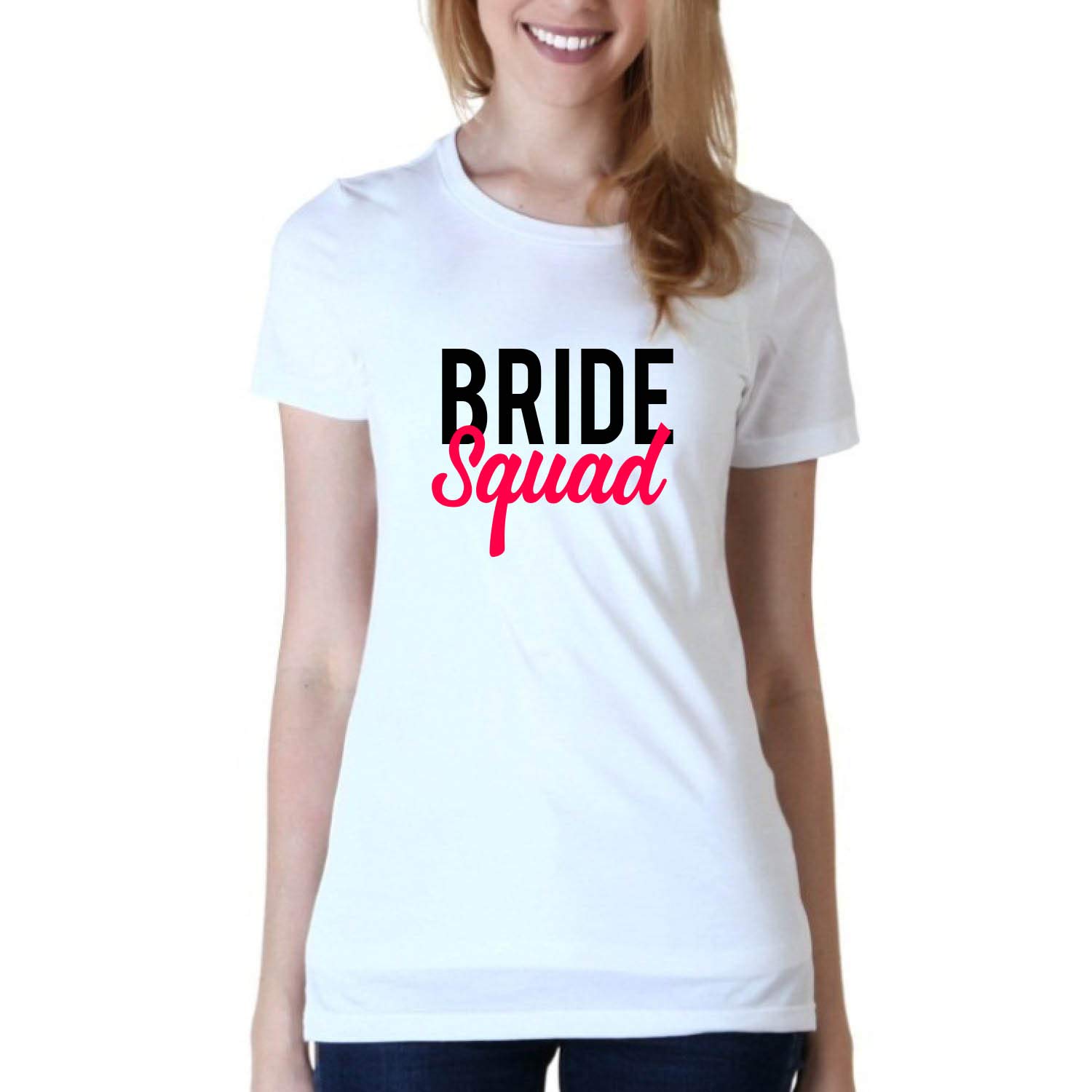 GenericBrides Maids printed polyester Round Neck Casual T-shirt (white)