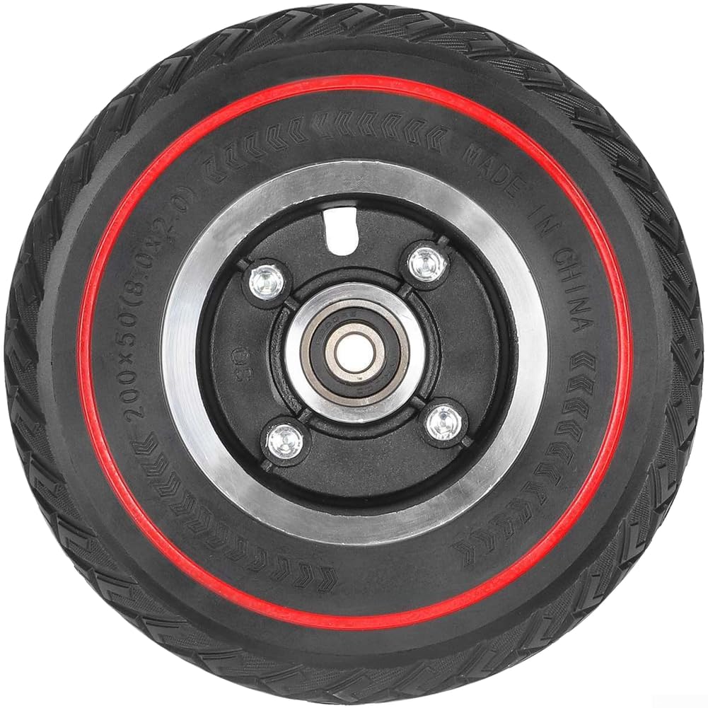 Ruota per scooter 200x50, 200 x 50 cm, linea rossa | Pneumatico solido 200x50, modello ad ala rossa, cerchio in lega, resistente alle forature, guida fuoristrada liscia