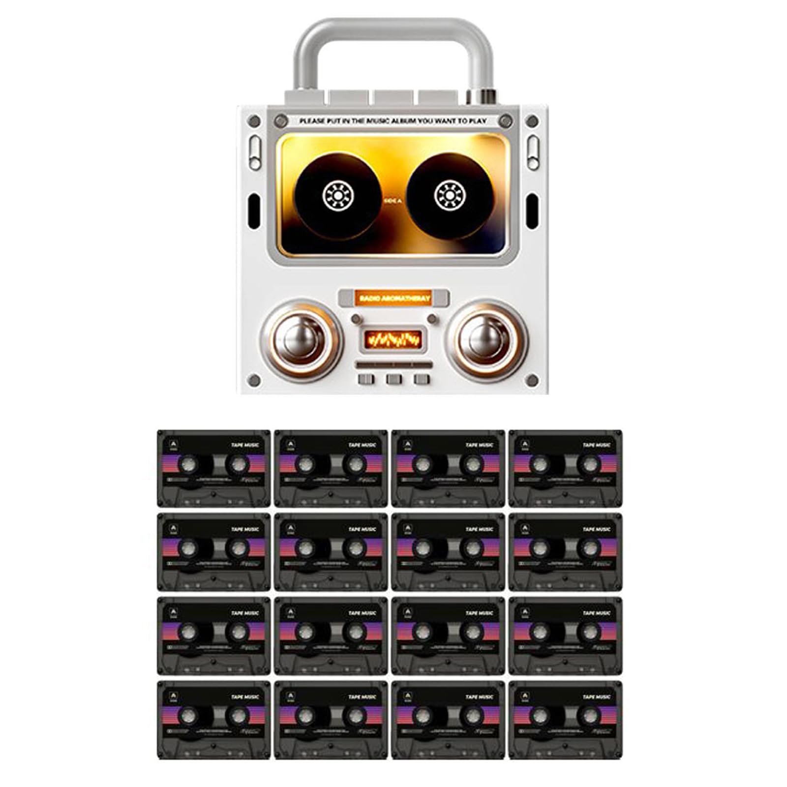 Lot de 17 aimants de réfrigérateur musicaux avec lecteur de cassette rétro, lecteur de disque vinyle à induction NFC, lecteur de musique programmable pour cuisine, bureau, cadeaux de musique uniques