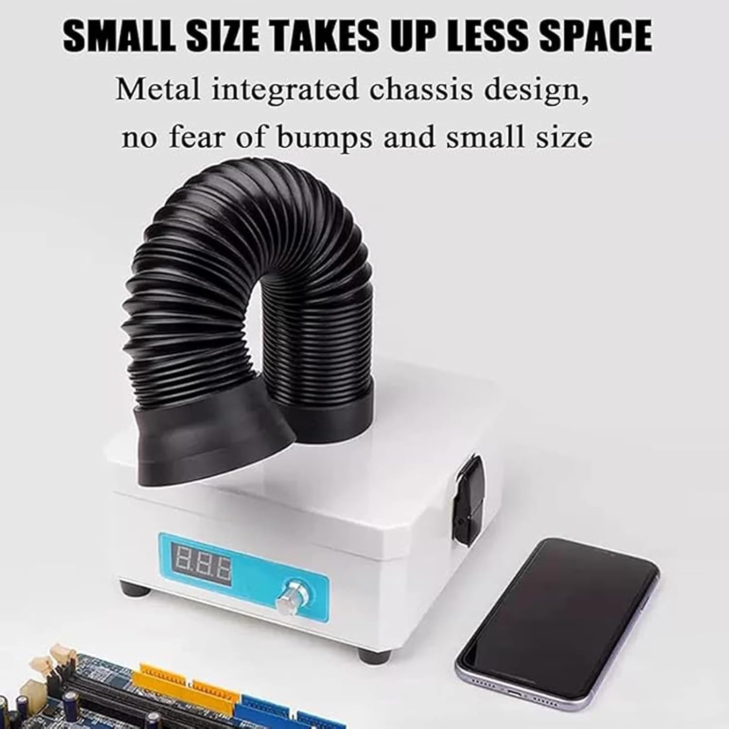 Solder Fume Extractor, Desktop Welding Smoke Sucker Remover, with LED Digital Display, Knob Adjustment, Bend The Deformable Hose at Will, for Soldering DIY Welding Work