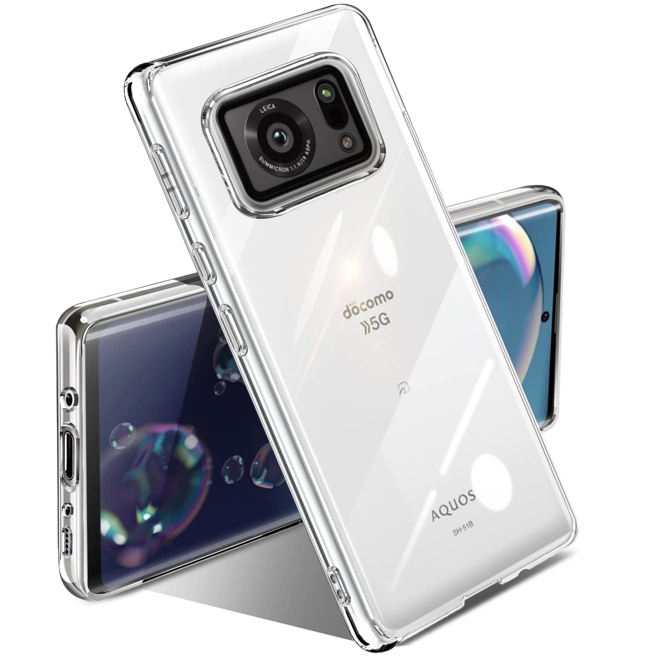 AQUOS R6 ケース クリア 薄型 耐衝撃 SH-51B SH-M22 カバー 透明 可愛い 柔らかい ワイヤレス充電 薄型 ファッション 軽量 まばゆい TPU ソフトケース 人気 保護カバー(全透明)