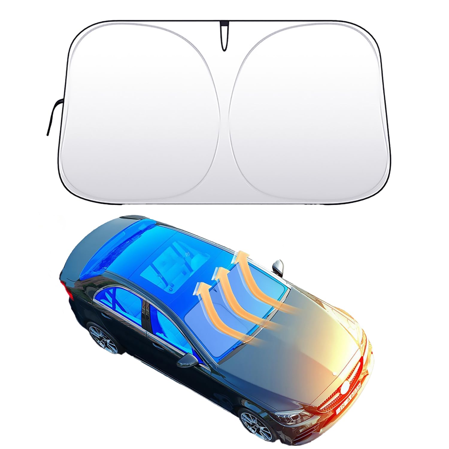 LELYFIT Parasol de Coche para el Parabrisas, Material de Protección Solar de 5 Capas, Plegable y Retráctil, Protección Ultravioleta, Adecuado para la Mayoría de Los Modelos (Grande) — view 8