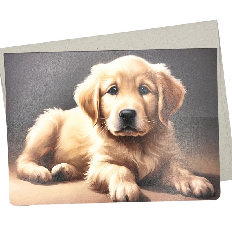 Whitman and Daughter Golden Retriever Puppy Card, Puppy Golden Retriever Birthday Card (1 Premium Card, 5X7 Inches) dog card blank for all occasions
