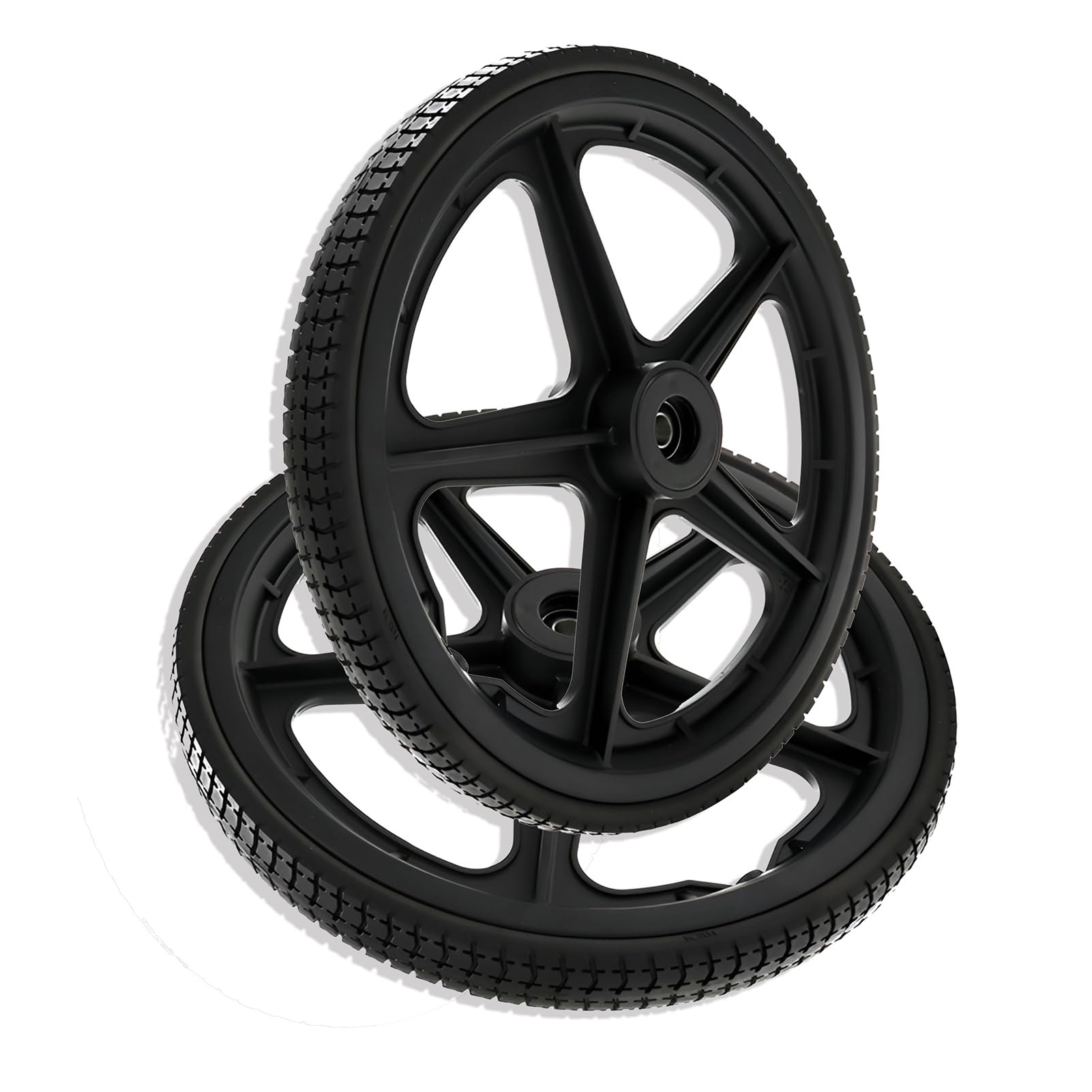 Conjunto de Ruedas Traseras de 14 X 1.75 para Silla de Ruedas Estándar, 1 Par de Ruedas Sólidas de Repuesto de PU con Rodamiento de 12 Mm