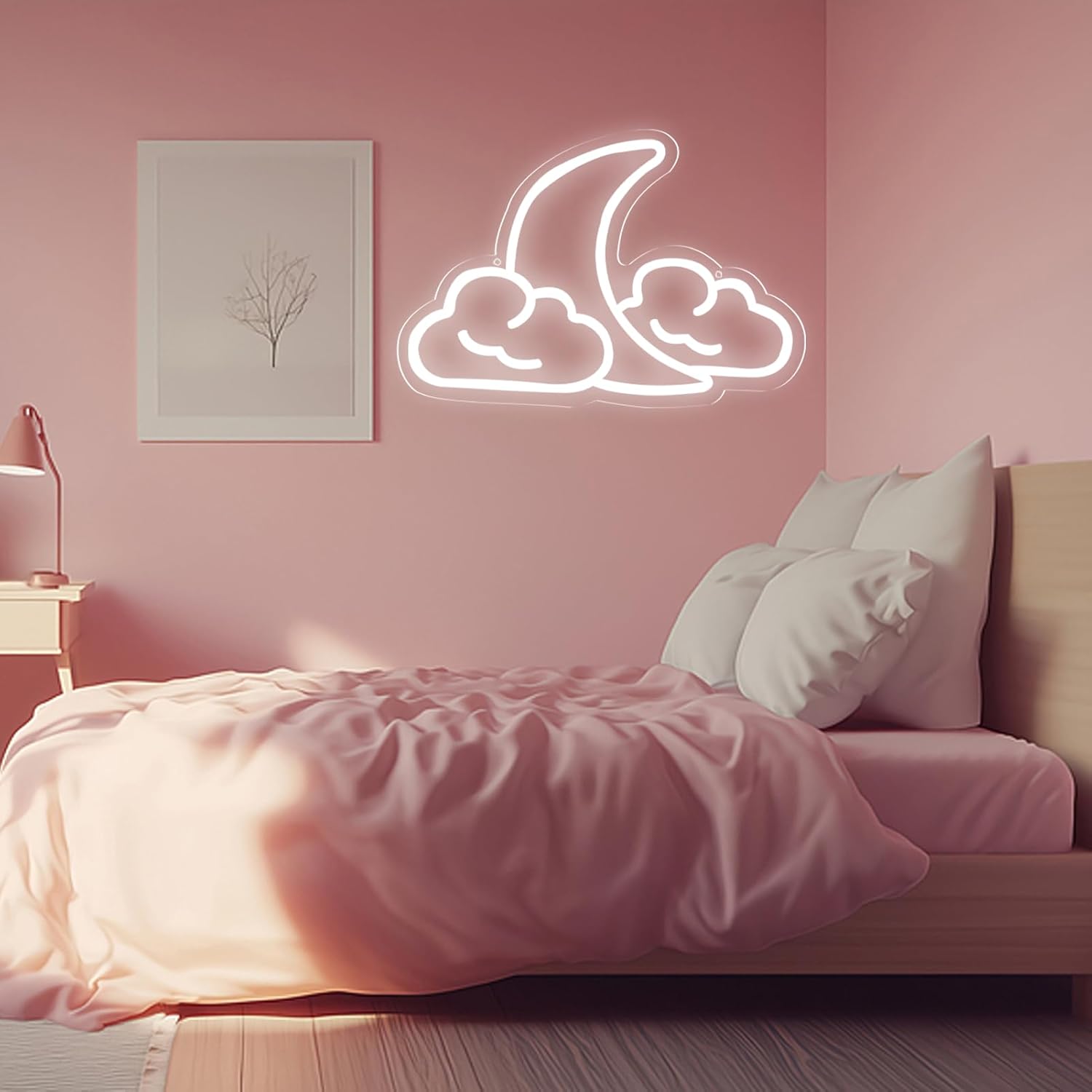 Neon Sign - Cloud and Moon Led Neon Light, Neon Lights Sign for Wall Decor USB Powered Led Neon Signs for Bedroom Kids Room Wedding Party Decoration