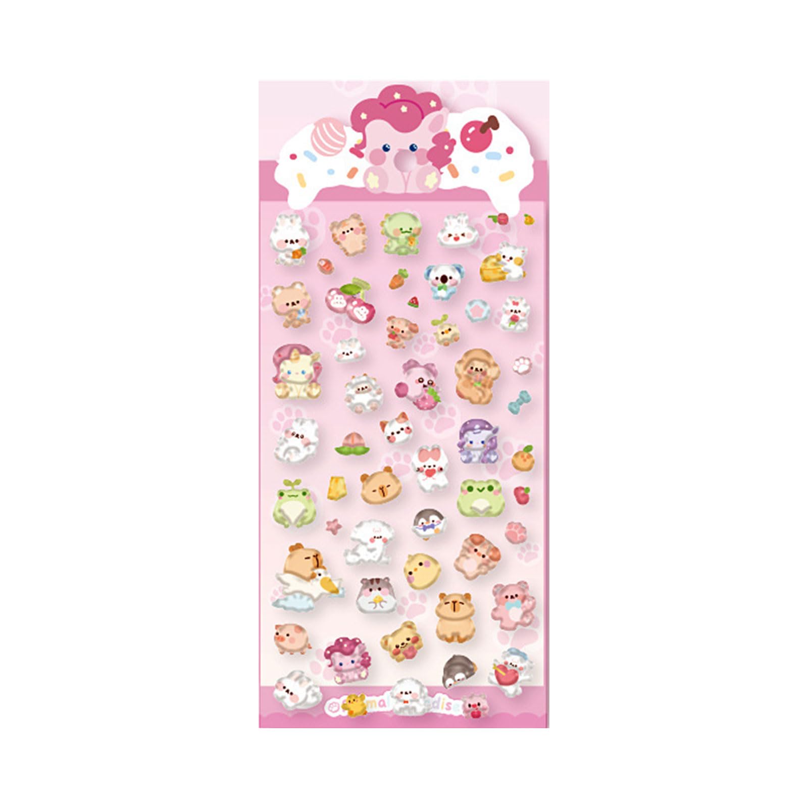 Cartoon 3D Stickers Scrapbooking Sea Animal Butterfly Dessert for Planner Journals Tablet Skateboard Decoration