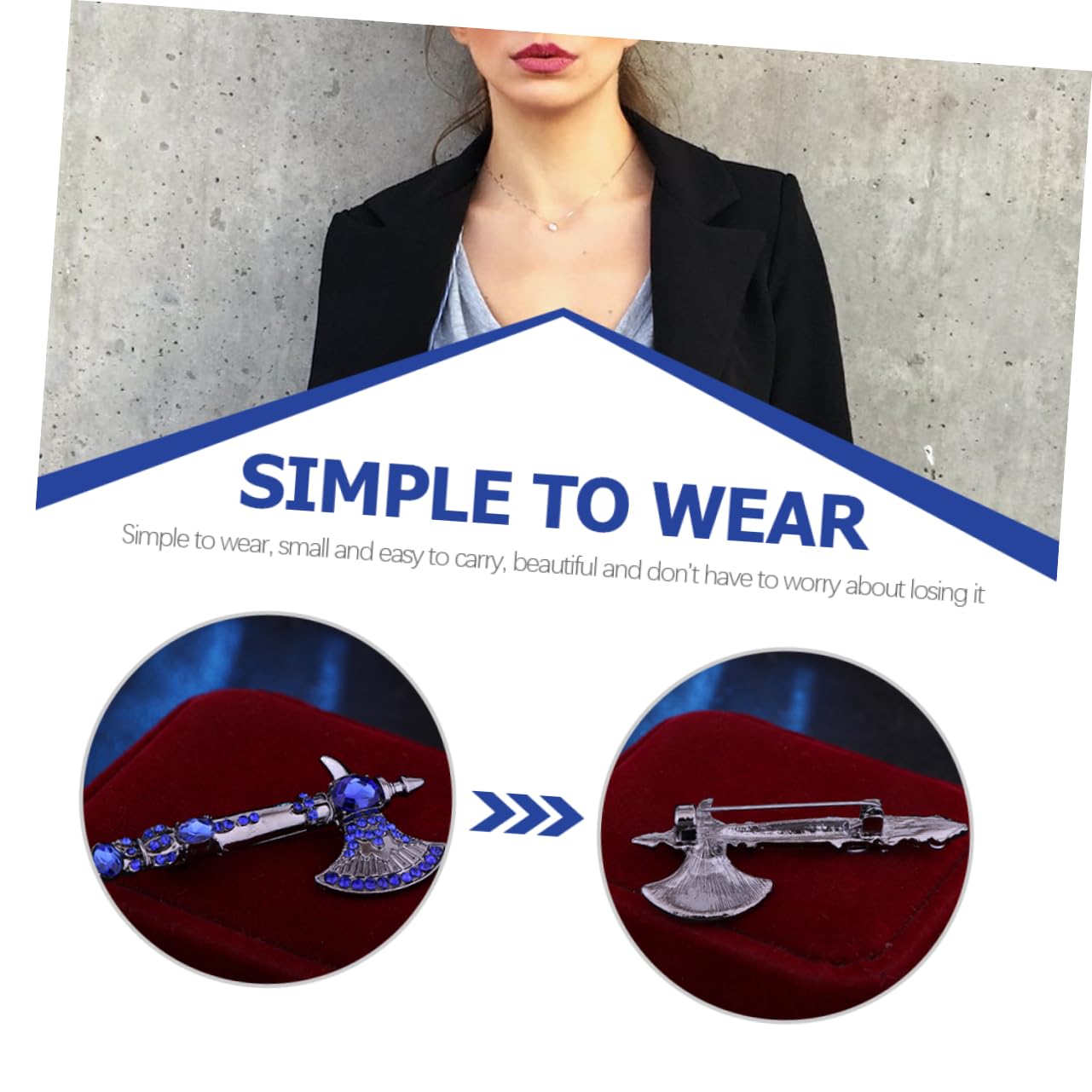 KKXXYQFC Elegante Strass-Damen-Axt-Brosche, Vintage-Pin, modisches Accessoire