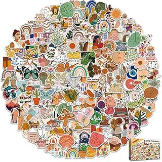 300Pcs Boho Stickers, Aesthetic Bohemian Stickers for Teens Adults Kids, Vinyl Waterproof Cute Vintage Art Stickers for Water Bottles Laptop Skateboard Computer