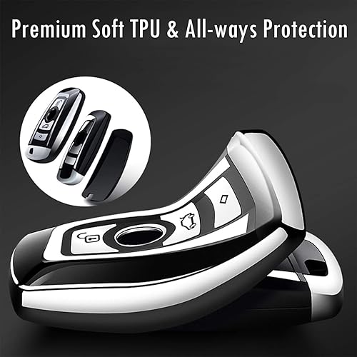 Miniatura 3 de Intermerge Funda para llavero BMW, funda para llaves para 1, 3, 4, 5, 6, 7, serie X1, X3, X4, M5, M6, GT3, GT5, llave de control remoto, protección