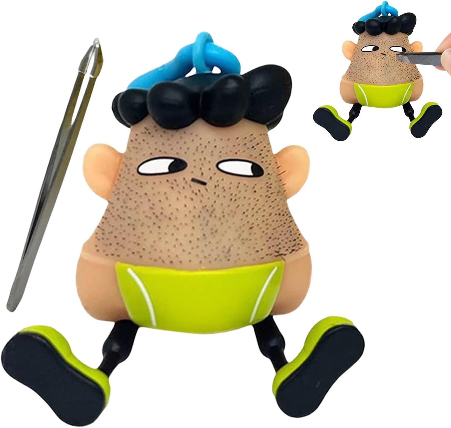 Mr Plucky Toy | Funny Hair Plucking Fidget Toy With Tweezers | Super Blackhead Remover Toy | Stress Relief Keychain Toys |4 Ways To Play Plucking Squeezing Hanging Ornaments