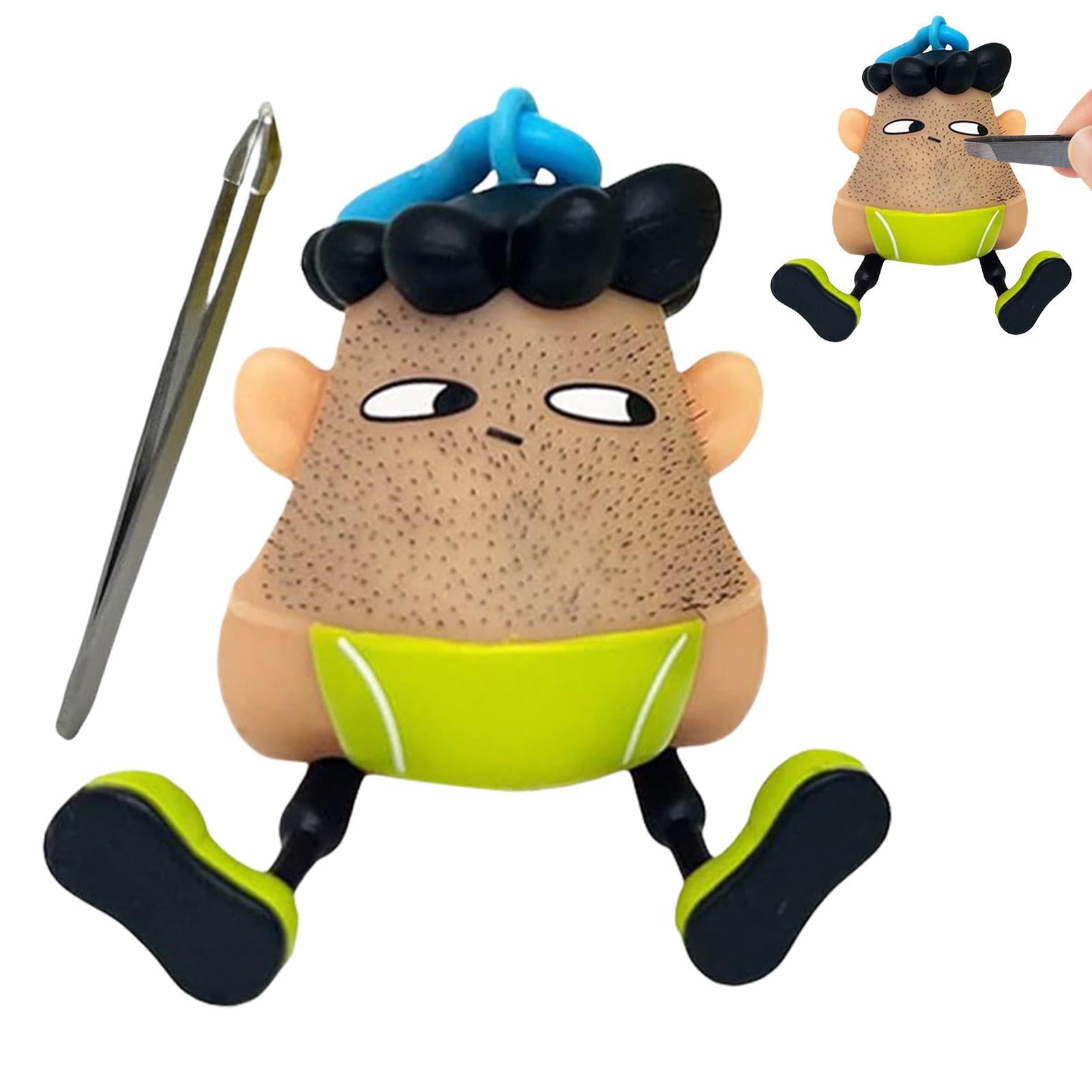 Mr Plucky Toy | Funny Hair Plucking Fidget Toy With Tweezers | Super Blackhead Remover Toy | Stress Relief Keychain Toys |4 Ways To Play Plucking Squeezing Hanging Ornaments