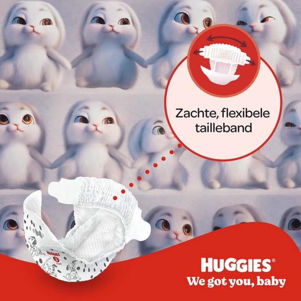 HUGGIES - Little Movers - Couches bébé taille 3 (4-9kg) - Absorbtion rapide, Pas de Fuite, jusqu'à 12h au Sec - Confort & Protection - Ceinture extensible ultra douce - Pack 1 mois 168 Couches
