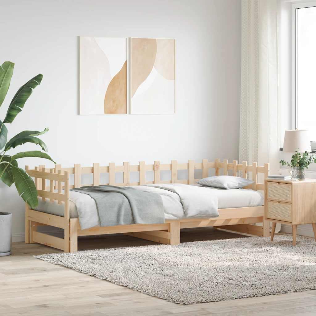vidaXL Sofá Cama extraíble Madera Maciza de Pino 2X(90x200) cm