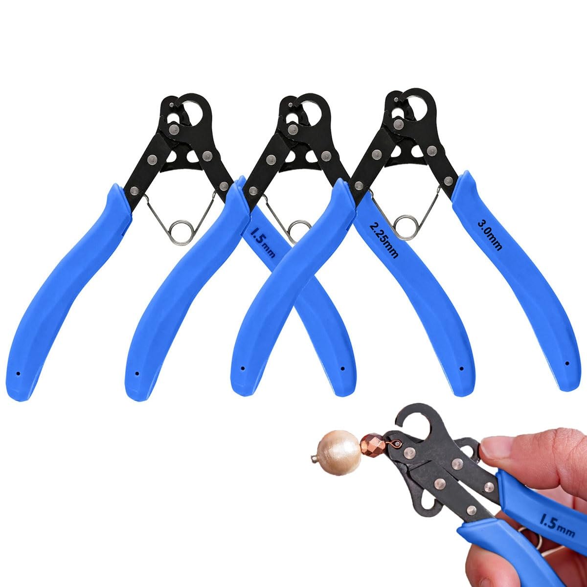 1 PCS Wire Rolling Plier Set, Multipurpose Jewellery Pliers, One-Step Looper 3 Mm/1.55mm/2.25mm, Wire Roll Pliers for Bending & Wrapping, for Necklaces, Bracelets, Earrings & Repairs(Blue,2.25mm)