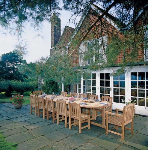 Jati 12-Seater Teak Garden Table and Chairs Set