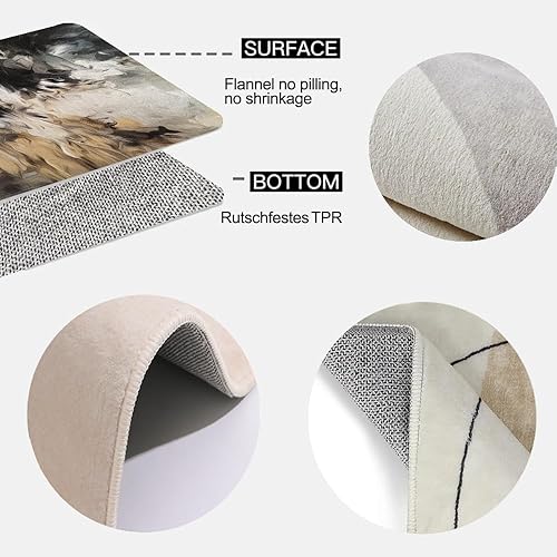 Miniatura 6 de Alfombra abstracta de color negro, beige y marrón, 3 x 4 pies, retro, para sala de estar, alfombras lavables neutrales para sala de estar, alfombra