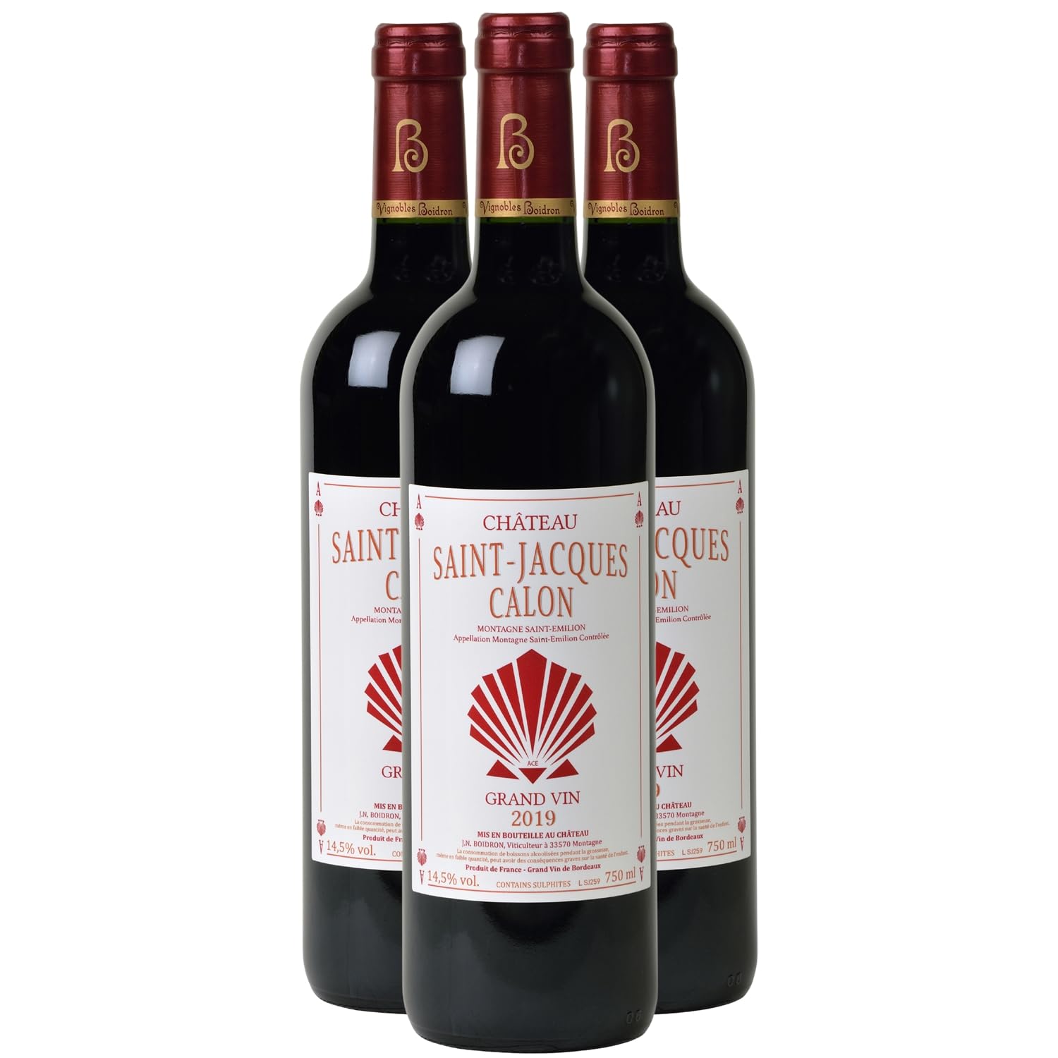 Château Saint-Jacques Calon Montagne-Saint-Emilion - Rouge 2019 - Vin Rouge de Bordeaux (3x75cl) HVE