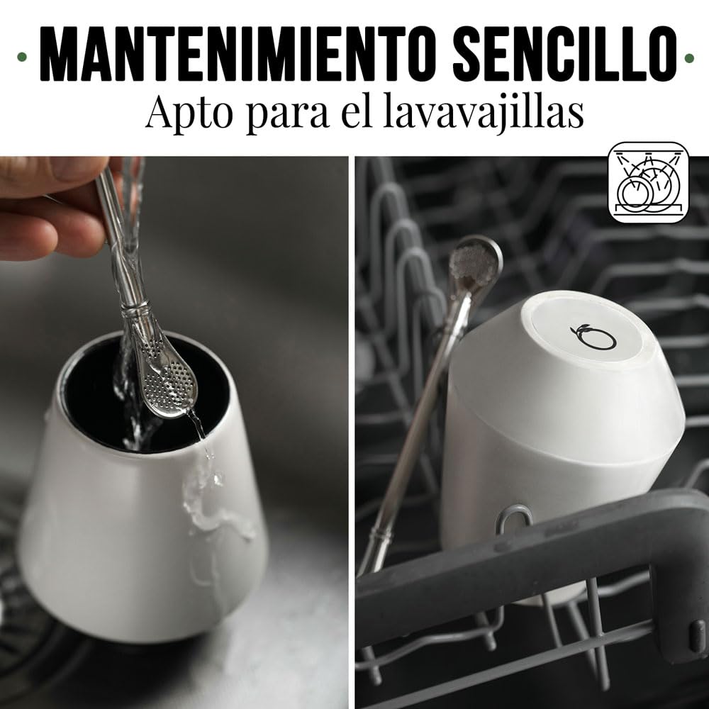 ORIGEENS KIT MATE - Calabaza Mate (Portugal) Cerámica Artesanal, Bombilla Mate y Yerba Mate Ecológico - Cajita regalo original