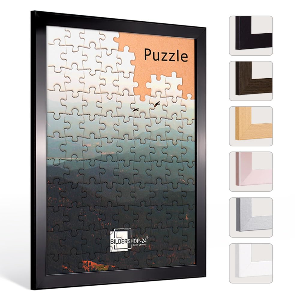 Bildershop-24 Puzzlerahmen London für Puzzle ca. 500-1000 Teile 50x70cm 70x50cm Schwarz Hochglanz mit Acrylglas