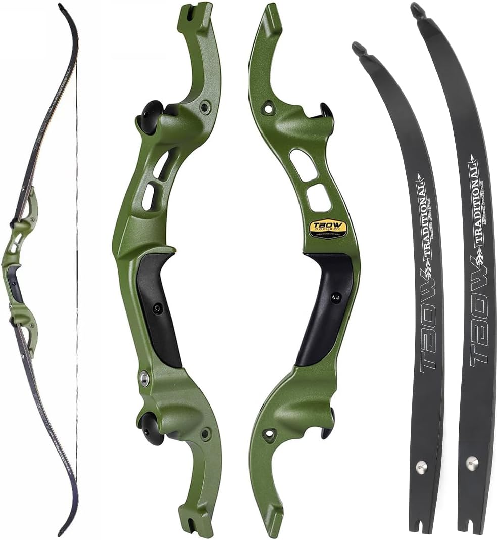 62" Recurve American Hunting Bow 25-60Lbs F-Interface Takedown for Adult Youth Right Hand Bow Gordon Limbs