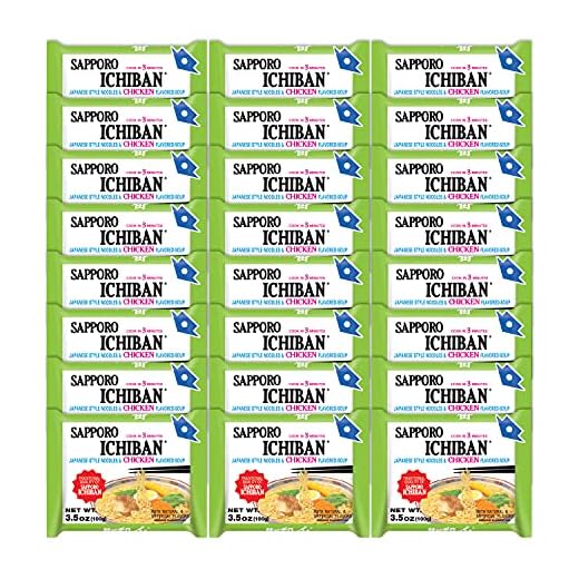 [SAPPORO ICHIBAN] Ramen Noodles, Chicken Flavor, No. 1 Tasting Japanese Instant Noodles (3.5 Oz./ 99.2 g) | 24 Pack