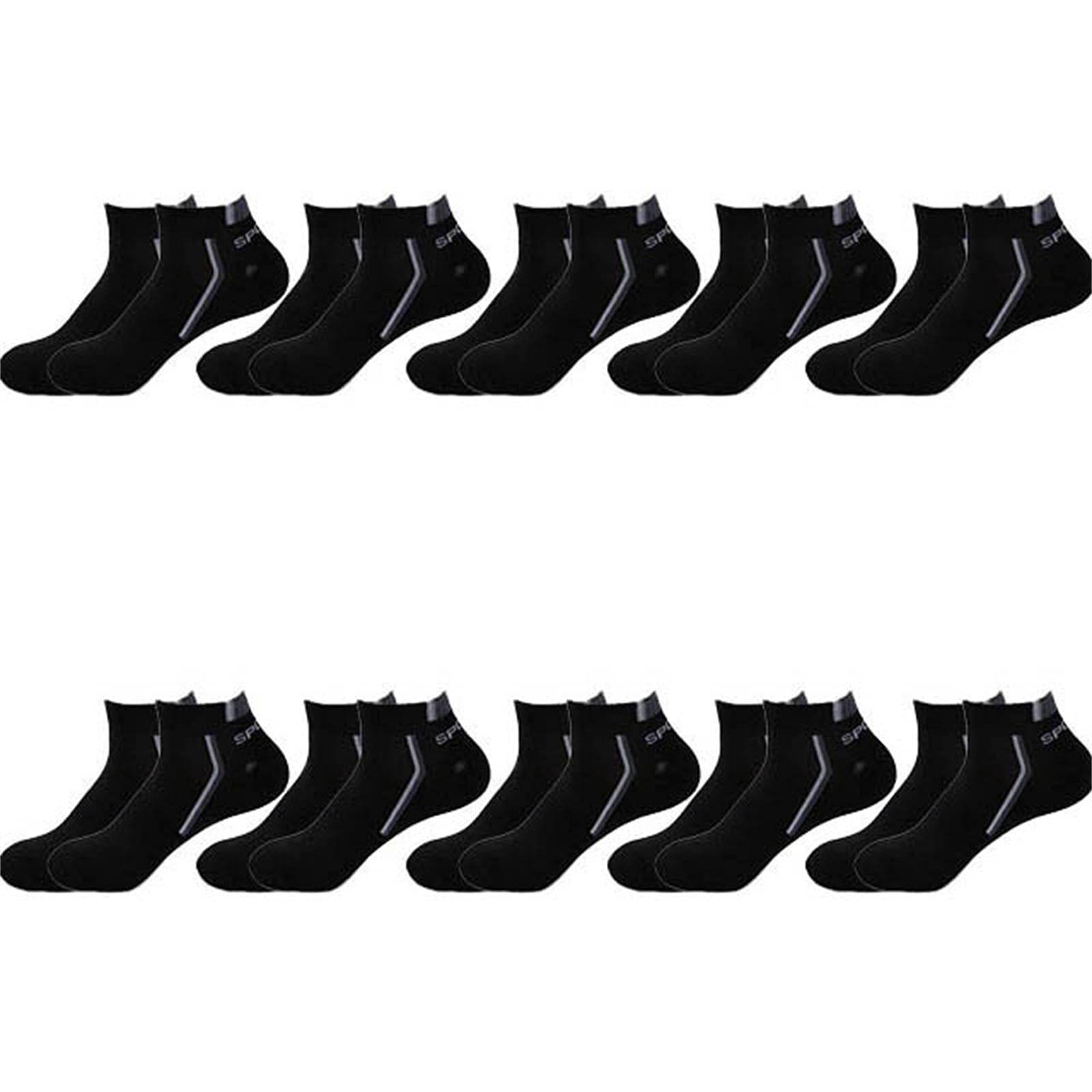 UKKO Calcetines de Hombre 10 Parines Hombres Calcetines De Los Hombres Calcetines De Algodón Transpirables Verano Corte Delgado Tamaño Corto 38-48-10 Pairs Black,Size38-42