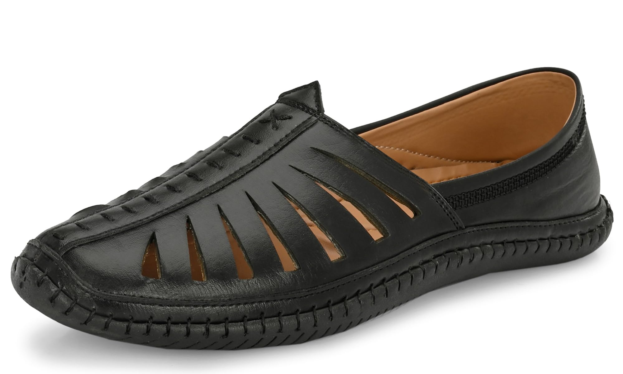 Karaddi5082 Men's Loafer Stylish Ethnic Peshawari Nagra Mojadi Sherwani Sandals Wedding Latest Kolhapuri Brown Tan Black Shoes for Men