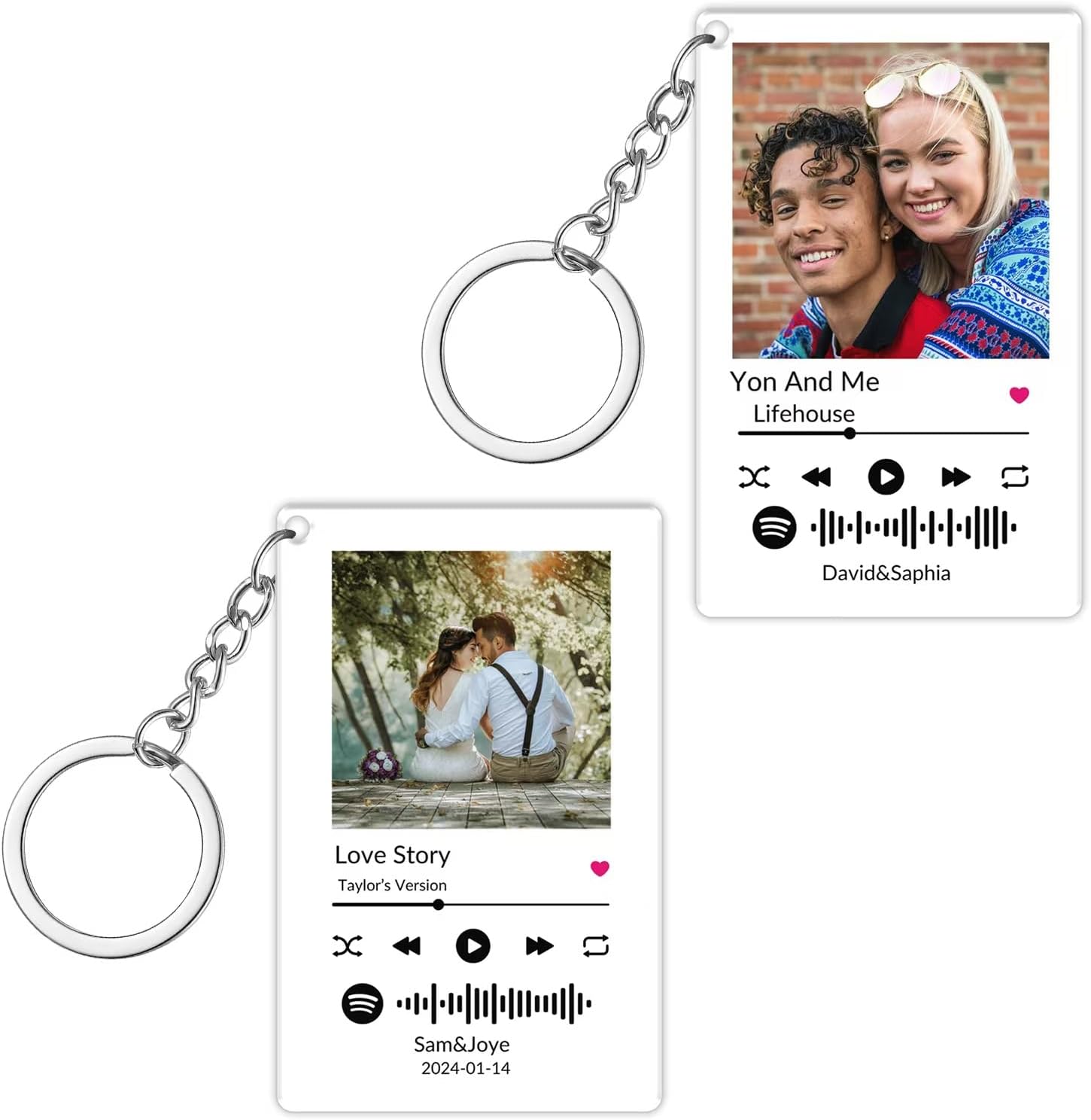 Personalized Acrylic Spotify Code Music Photo Keychain, Custom Scannable Song Key Chain, Creative Gift for Lover Parents Friend